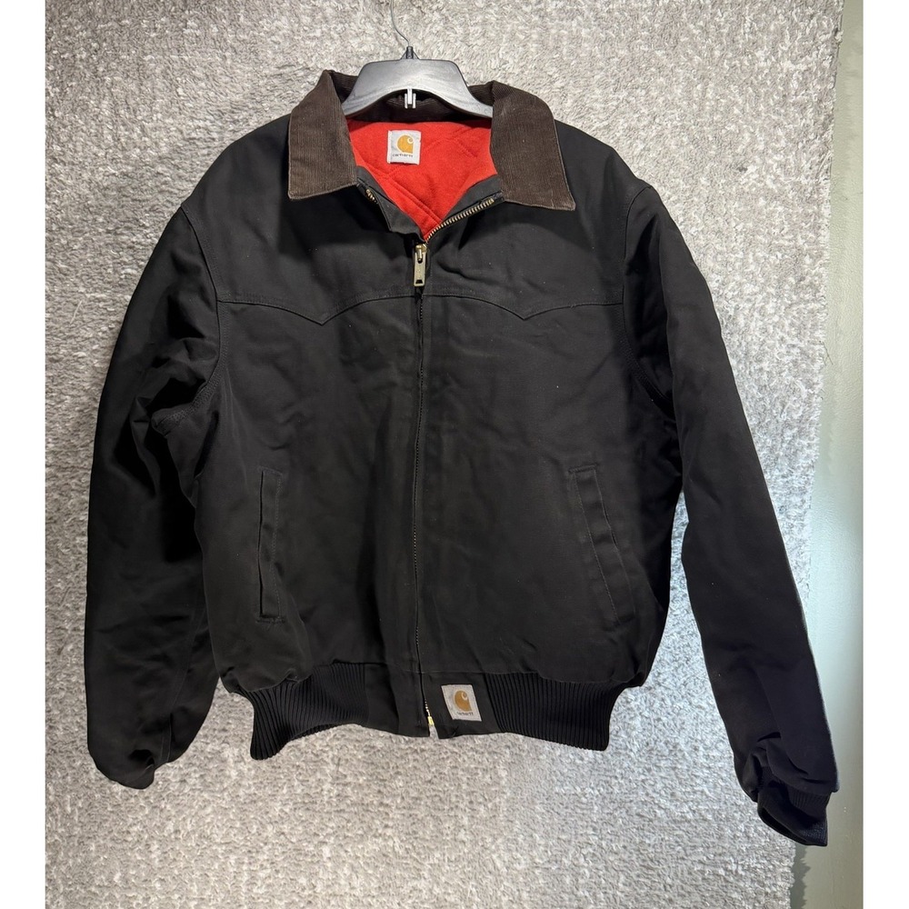 Vintage Carhartt Santa Fe Jacket Black Canvas Corduroy Collar Western Yoke XXL
